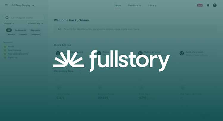 FullStory logo over a blue background