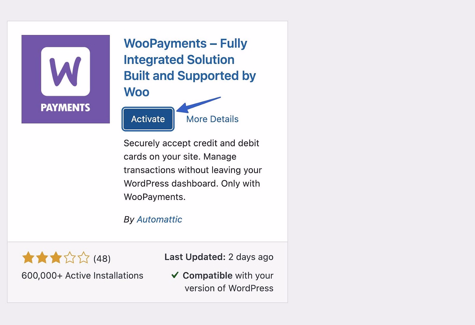 Activating the plugin.