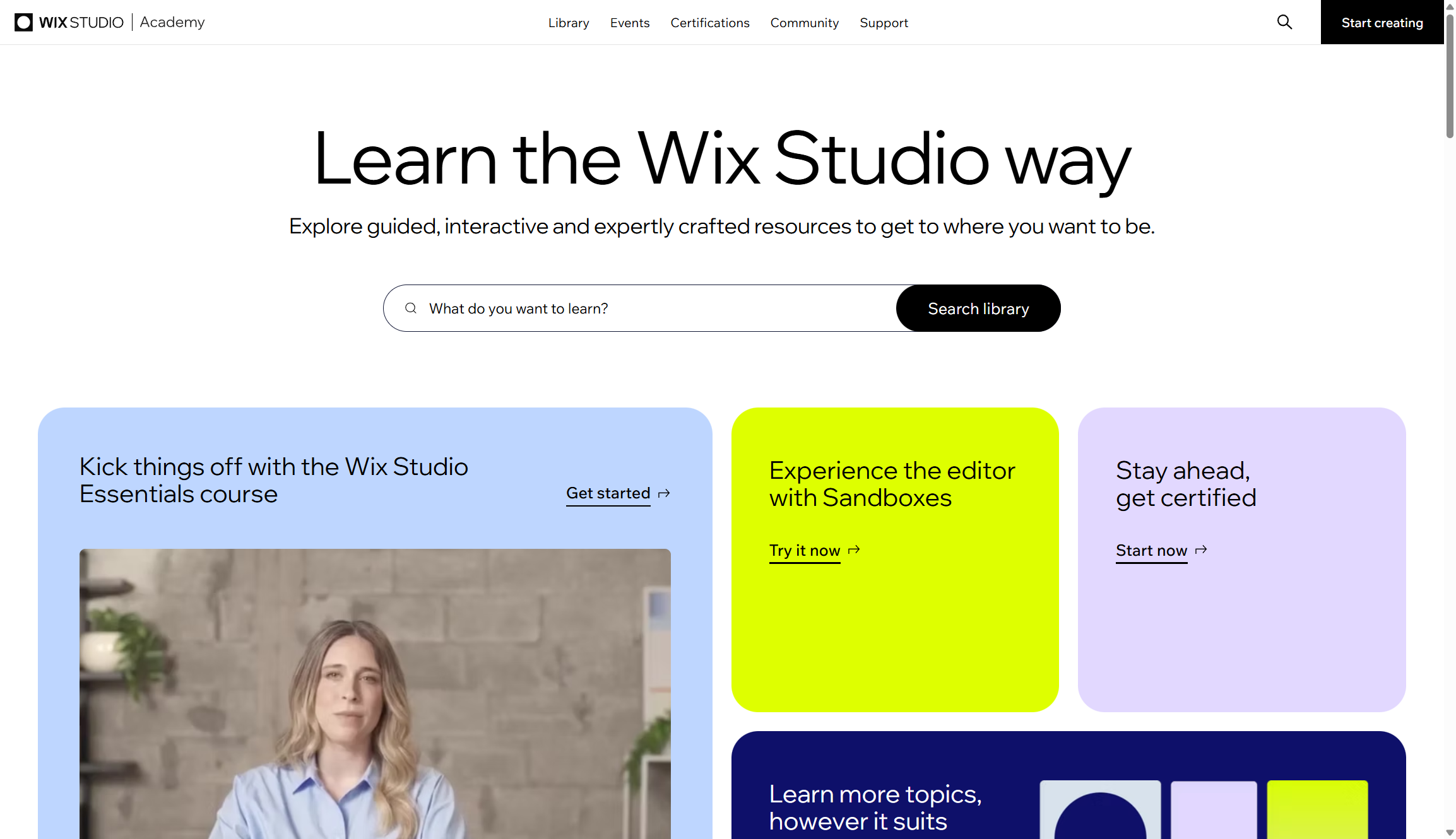 Screenshot of Wix Studio in use