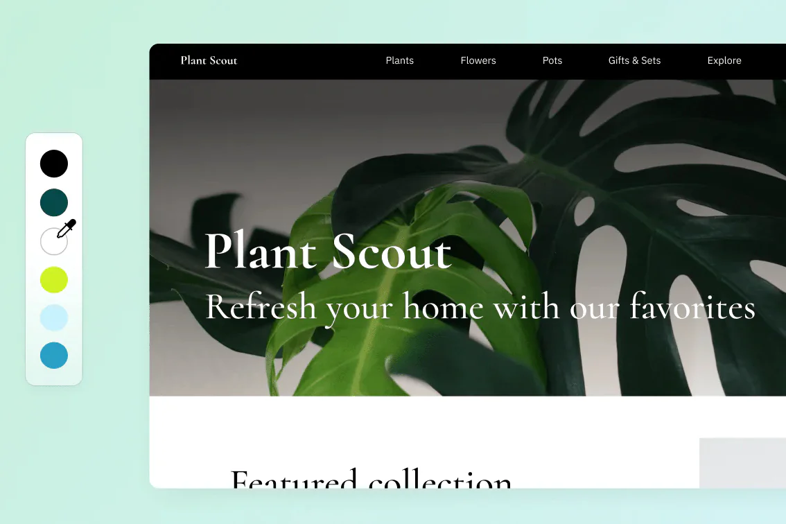 Example of a website builder and sample ecommerce website for Plant Scout
