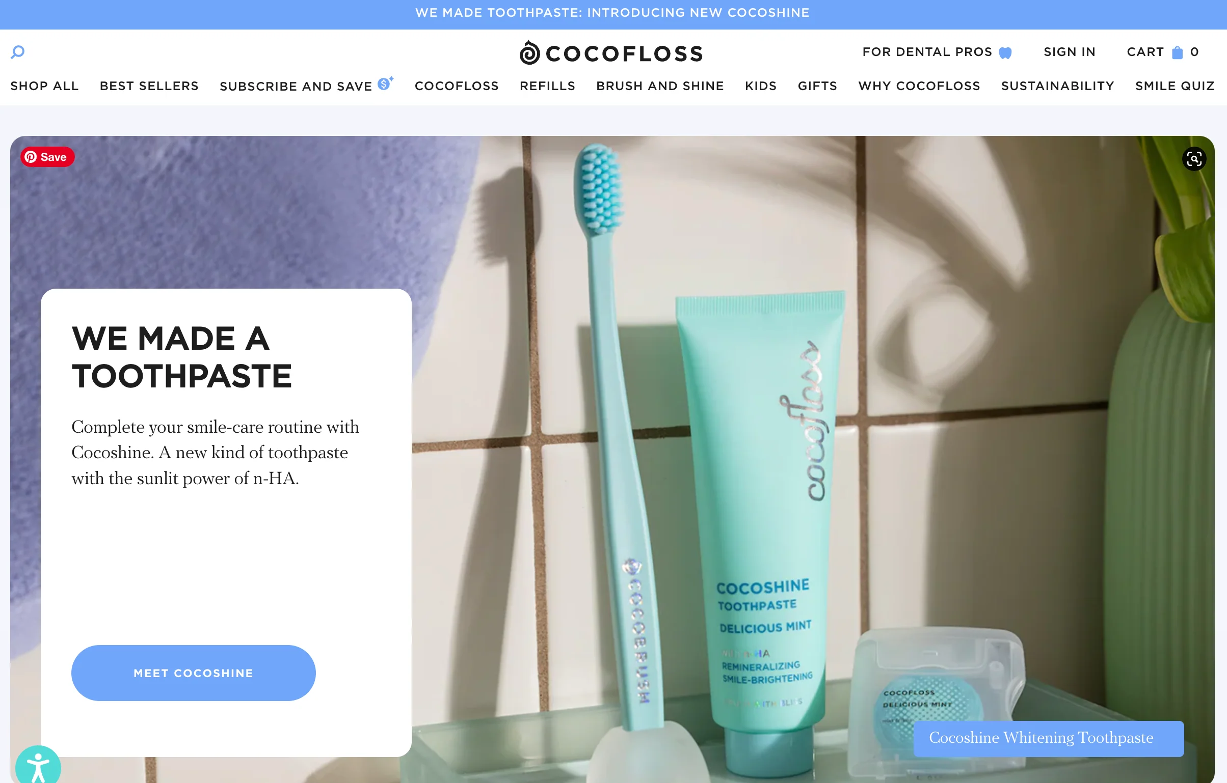 Home page for the ecommerce website of Shopify store Cocolab