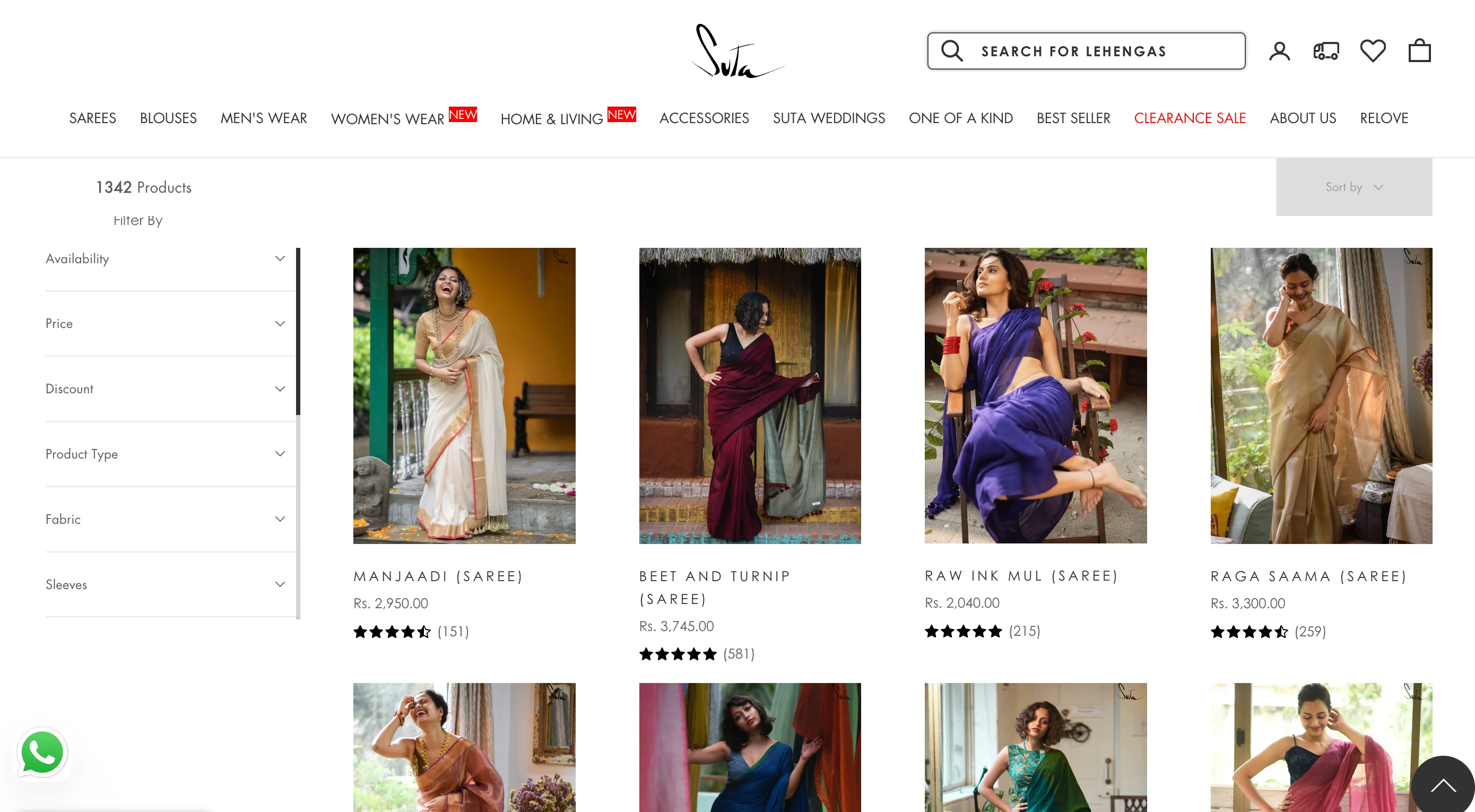 Home page for the ecommerce website of Shopify store Suta