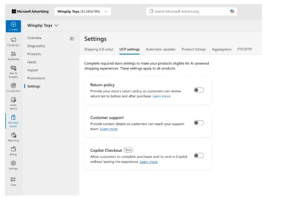 Microsoft UCP Setting