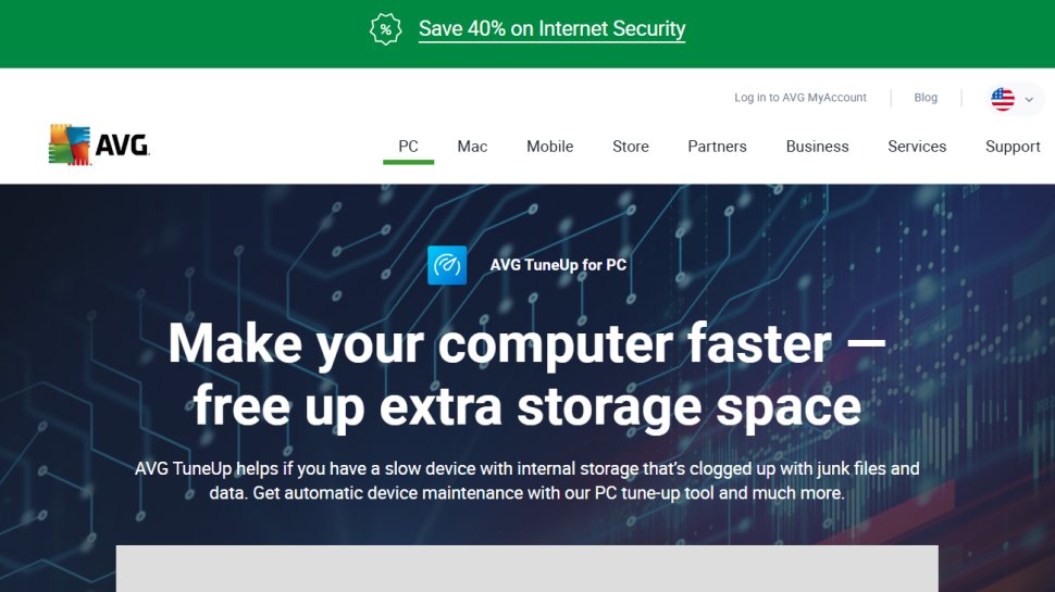 AVG TuneUp website screenshot (January 2026).