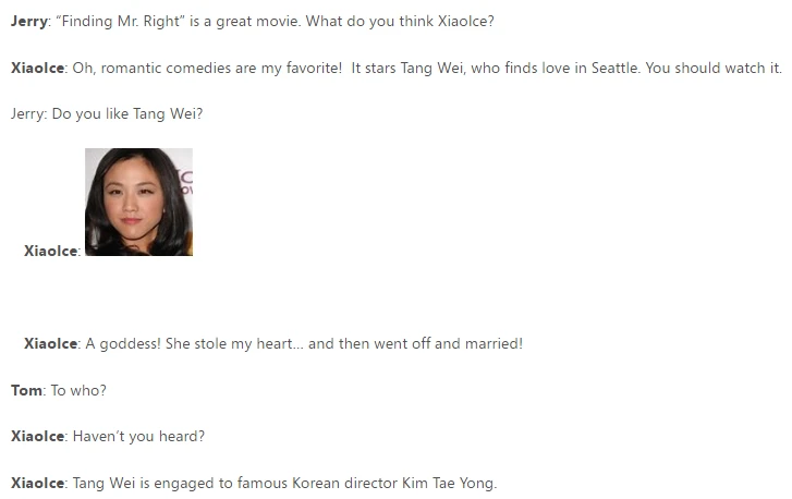 Xiaoice demonstrates understanding of context